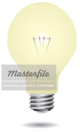 New matte bulb with glowing filament. Vector illustration.