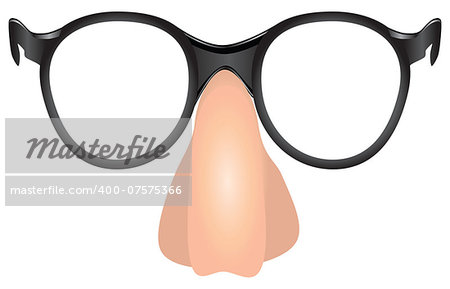 Witty makeup - the nose with glasses. Vector illustration.
