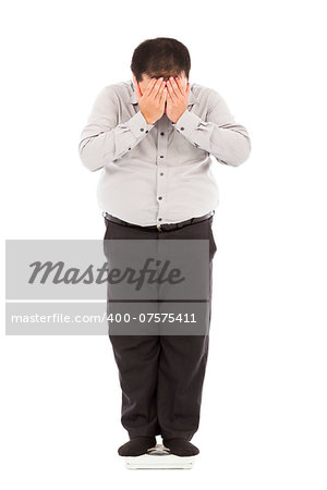 fat business man too unbelievable his weight to cover face