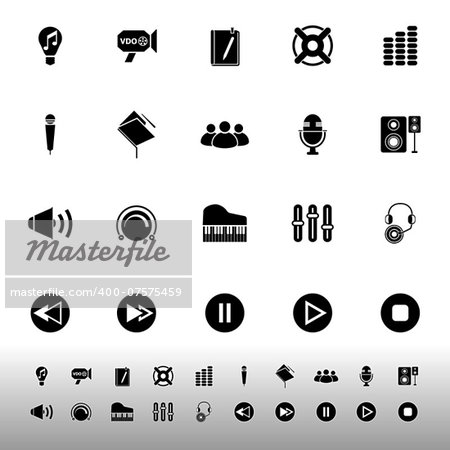 Music icons on white background, stock vector