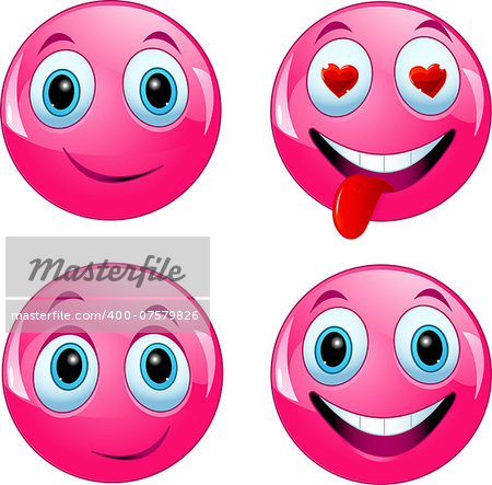 Pink smiley ball being happy, in love and enjoying