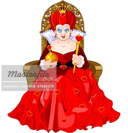 Angry Queen of Hearts on throne