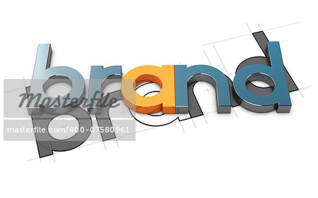 3D word over white background and sketch, Concept illustration of brand design.