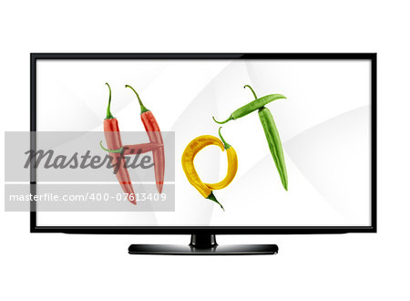 LCD tv screen and hot offer conceptual image .  (with clipping work path)