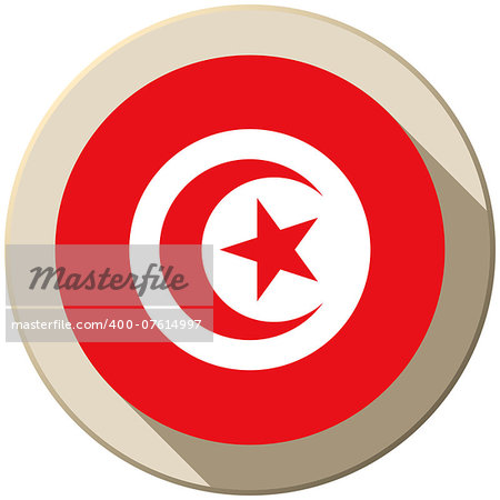 Vector - Tunisia Flag Button Icon Modern