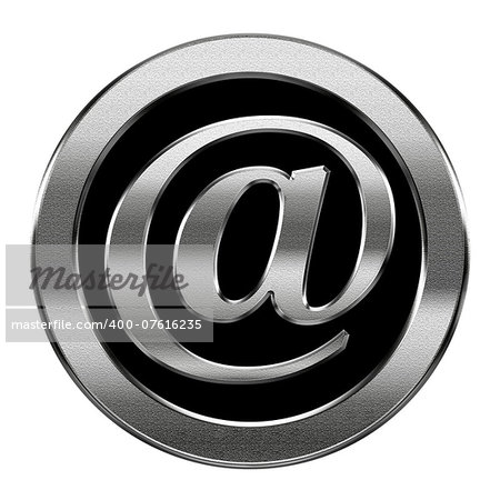 email symbol silver, isolated on white background