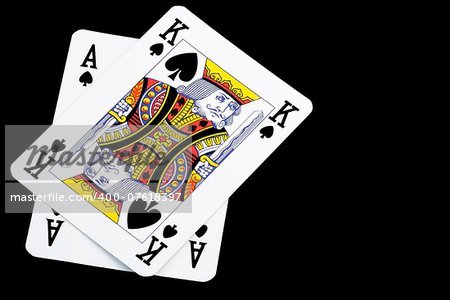 Playing cards isolated on black background