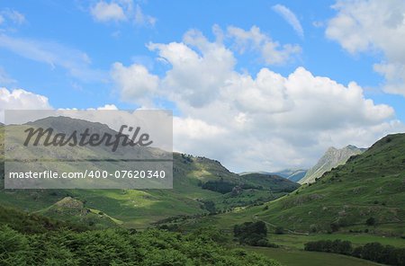 View towards Little Langdale from Tilberthwaite Cumbria.