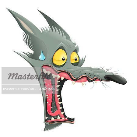 Funny wolf. Vector cartoon isolated character.