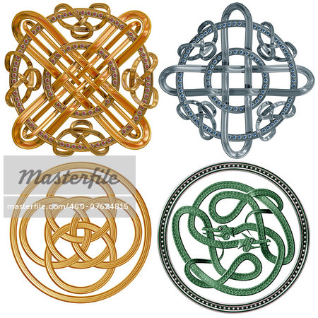 A collection of intricate Celtic Knots based on a circle