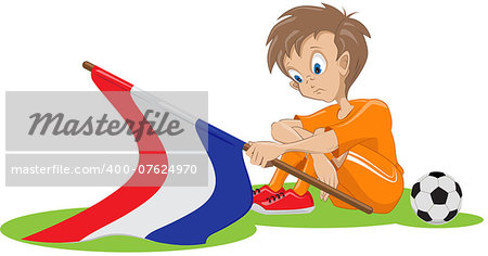 Sad Holland soccer fan. Illustration in vector format