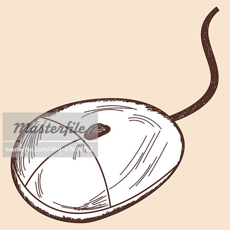 Computer mouse sketch. EPS 10 vector illustration without transparency.