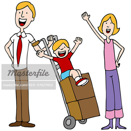 An image of a family getting ready to move.