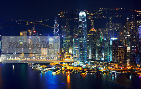 hong kong city skyline night