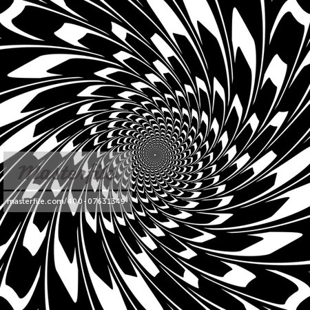 Design monochrome swirl movement illusion background. Abstract stripe torsion backdrop. Vector-art illustration