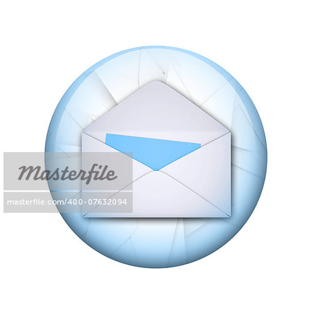 Open envelope. Spherical glossy button. Web element