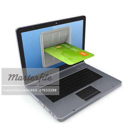 Online payments concept.Isolated on white background.3d rendered.