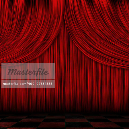 Illustration of close view of a theater red curtain background.