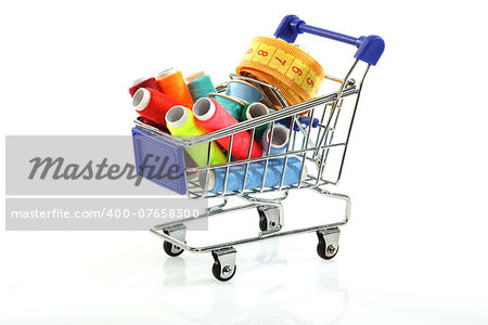 sewing supplies in shopping cart