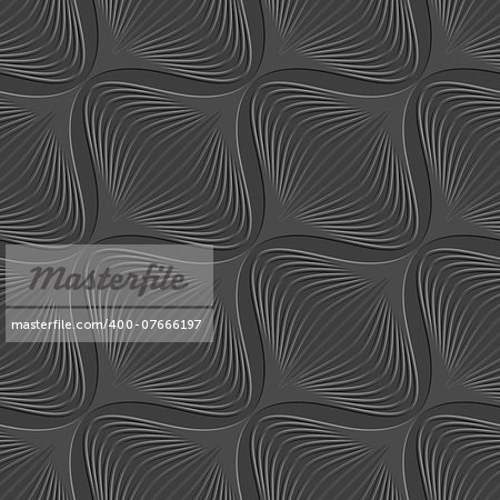 Abstract 3d seamless background. Dark geometrical diagonal onion shape pattern with embossed effect.