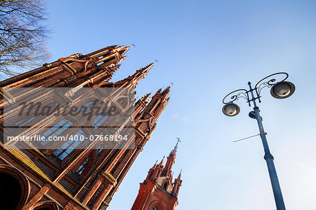 St. Anne's Church towers and lantern in Vilnius, Lithuania.