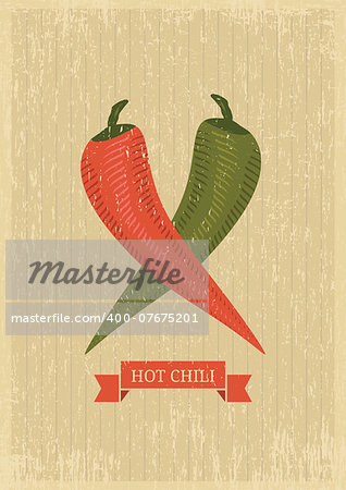 hot chili peppers poster on grunge background