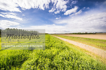 panorama of countryside in the natural reserve of the "Dosolo" near Bologna in Italy during a sunny day