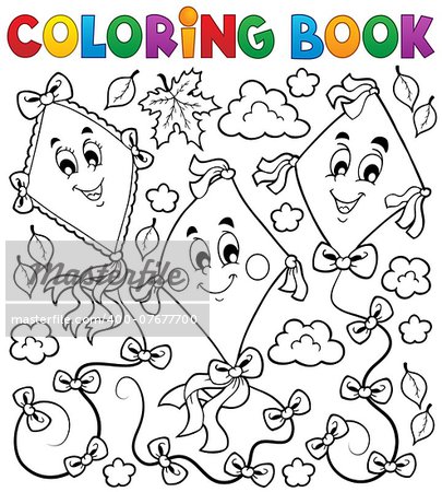 Coloring book with three kites - eps10 vector illustration.