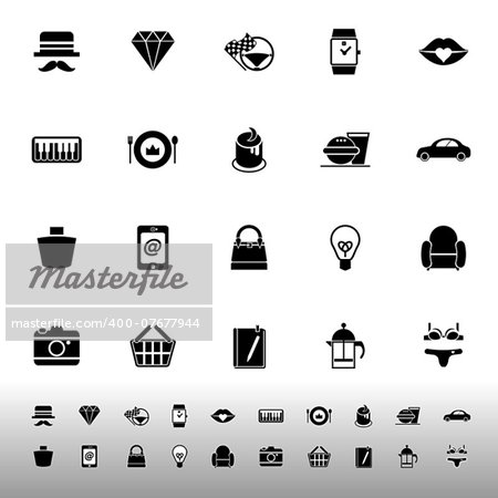 Department store item category icons on white background, stock vector