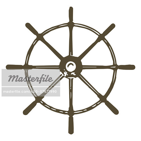 An abstract style ships wheel isolated on a white background