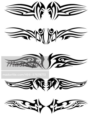 Set tribal tattoos. EPS 10 vector illustration without transparency.