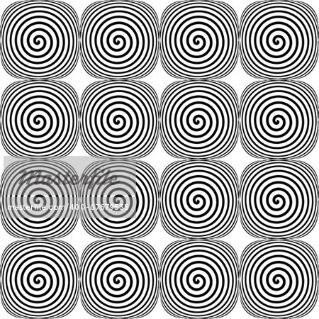 Design seamless monochrome twirl pattern. Abstract geometric spiral background. Vector art