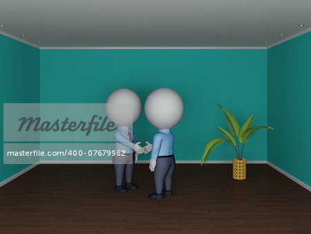 3d small people making deal. Real estate concept.