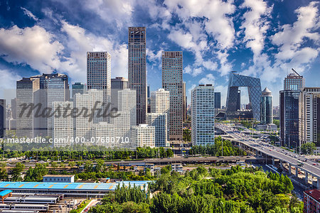 Beijing, China financial district cityscape.