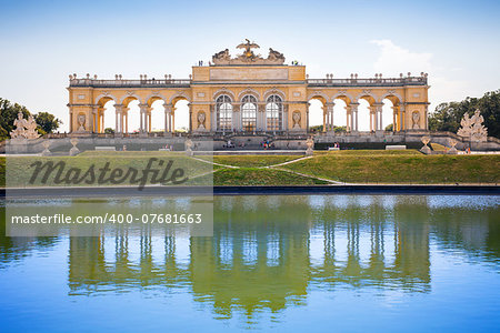 AUSTRIA, VIENNA - AUGUST 4, 2013: The Gloriette in Schoenbrunn Palace Garden, Vienna, Austria