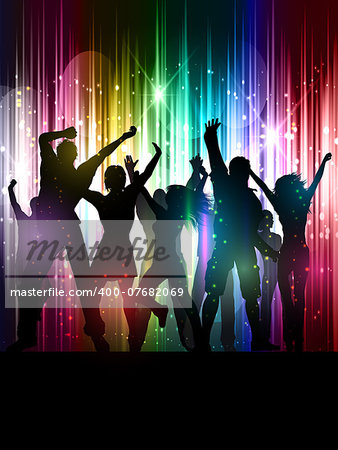 Silhouettes of people dancing on an abstract background