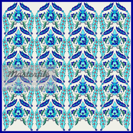 Turkish Ottoman style with blue and white tiles