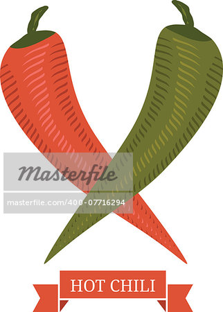 green and red chili pepper with ribbon