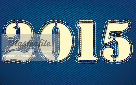 2015 made from leather on jeans background - vector illustration