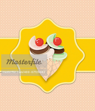 Illustration of cute ice cream card design.