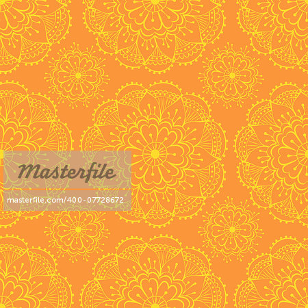 bright orange seamless pattern with traditional indian elements