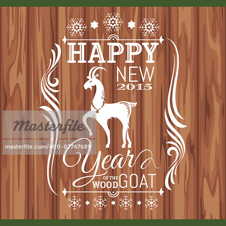 New year greeting card with goat vector illustration