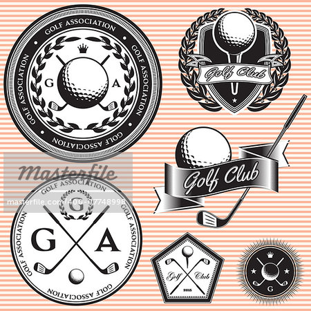 set of vector emblems to topic golf game