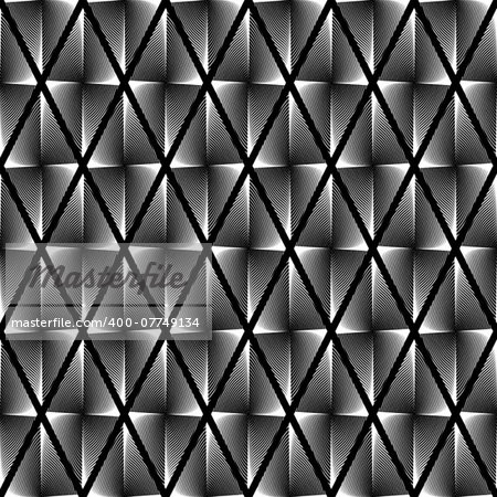 Design seamless monochrome geometric pattern. Abstract diamond interlacing textured background. Vector art