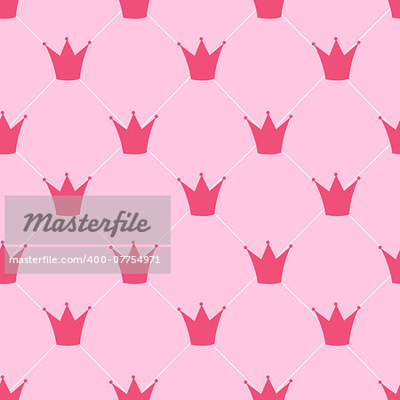 Princess Crown Seamless Pattern Background Vector Illustration. EPS10