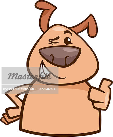 Cartoon Illustration of Funny Dodger Dog Winking