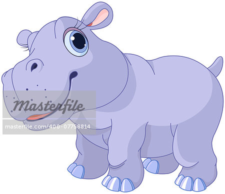 Illustration of very cute hippo calf