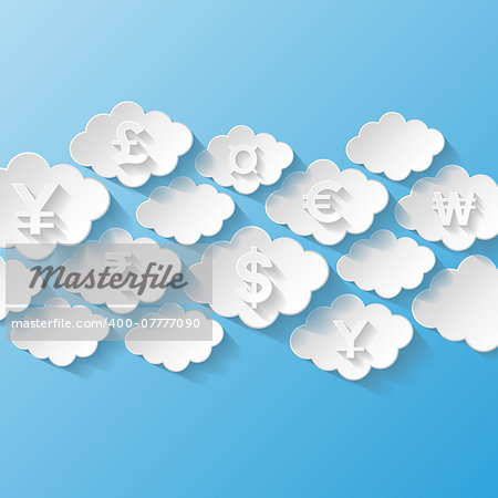 Abstract background with currency symbols. Vector illustration