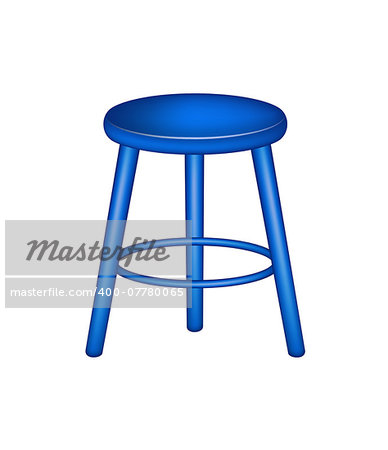 Retro stool in blue design on white background