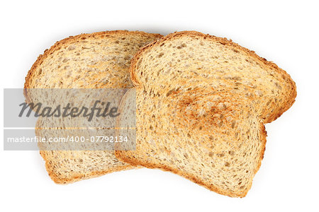close up of sliced bread on white background